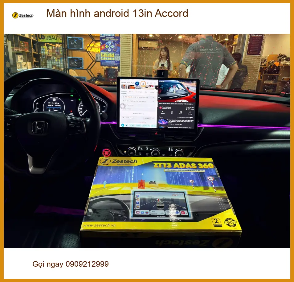 Chị Thảo lắp màn hình Android 13 inch cho Honda Accord tại Hóc Môn vì màn zin quá nhỏ ảnh thực tế 3