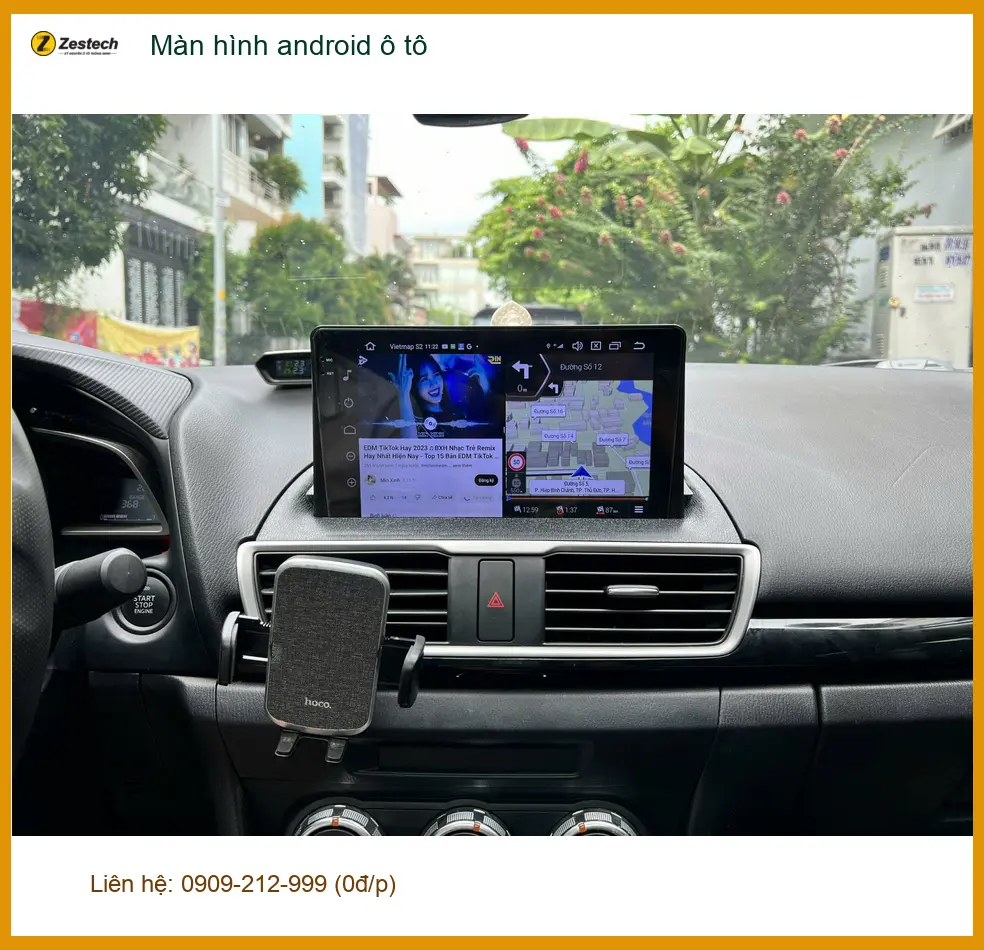 Chị Hương Giang lắp màn hình Android ô tô cho Toyota Vios tại Cần Giờ để tiện xem bản đồ