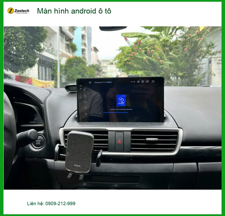 Chị Hương Giang lắp màn hình Android ô tô cho Toyota Vios tại Cần Giờ để tiện xem bản đồ ảnh thực tế 2