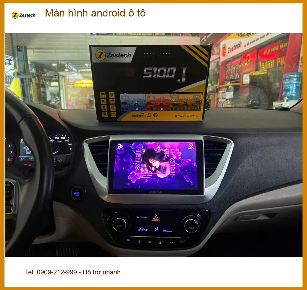 Chị Thảo Nguyên lắp màn hình Android ô tô Hyundai Accent ở Quận 3 vì màn hình zin giật lag