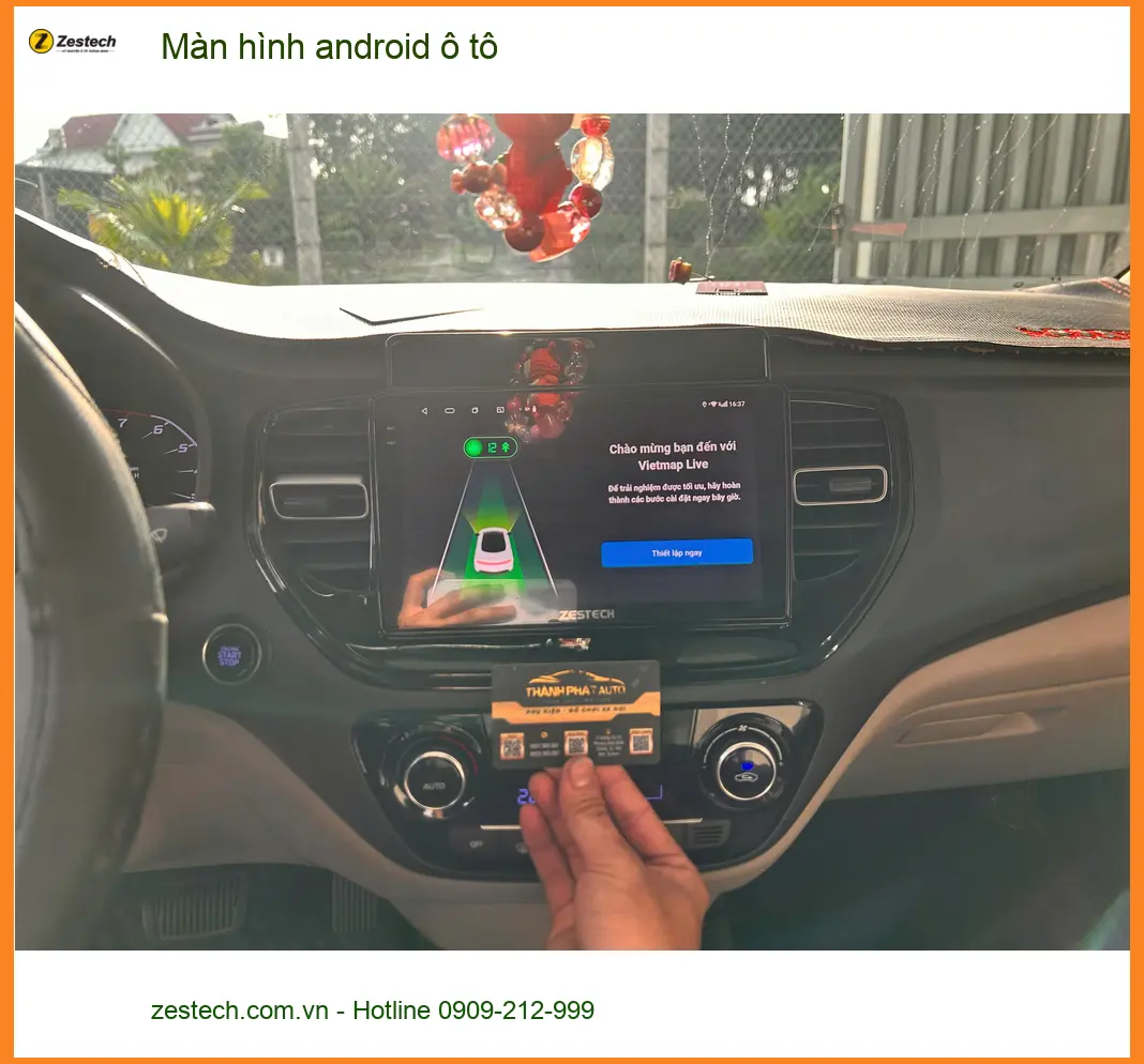 Anh Tùng lắp màn hình android ô tô cho Hyundai Kona tại Quận 9 để xem bản đồ và giải trí ảnh thực tế 2