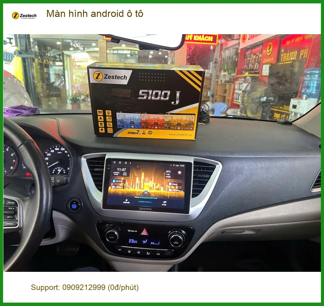 Chị Thảo Nguyên lắp màn hình Android ô tô Hyundai Accent ở Quận 3 vì màn hình zin giật lag ảnh thực tế 2