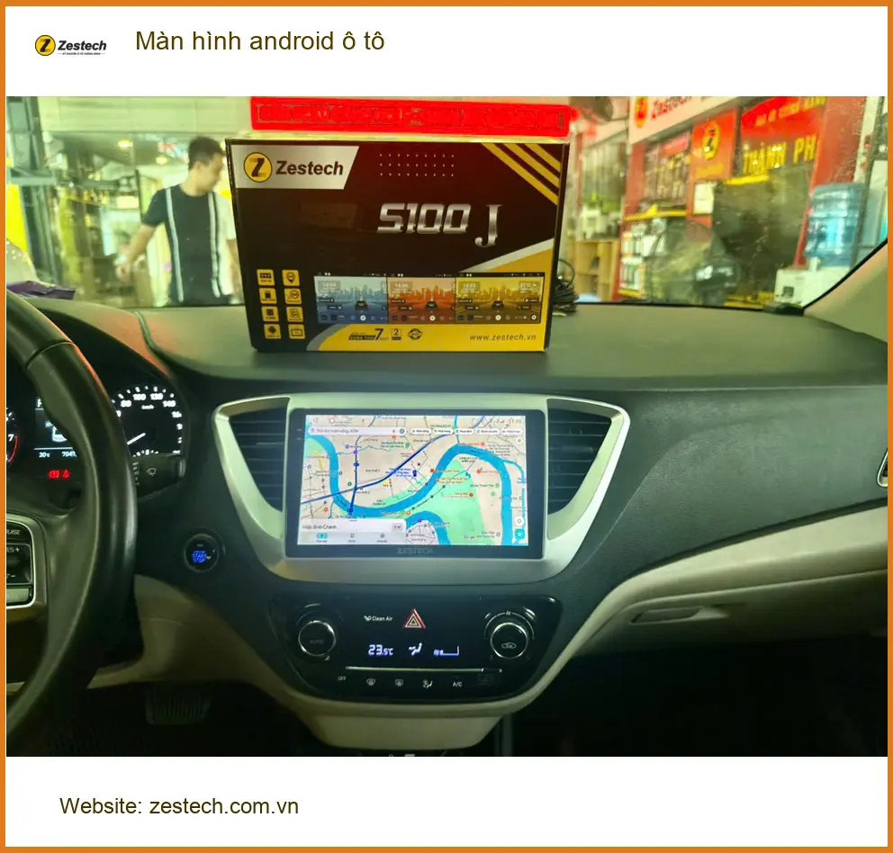 Chị Thảo Nguyên lắp màn hình Android ô tô Hyundai Accent ở Quận 3 vì màn hình zin giật lag ảnh thực tế 3