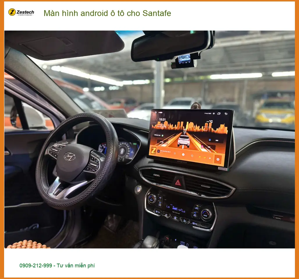 Anh Khải lắp màn hình Android ô tô Hyundai Santa Fe tại Quận Thủ Đức