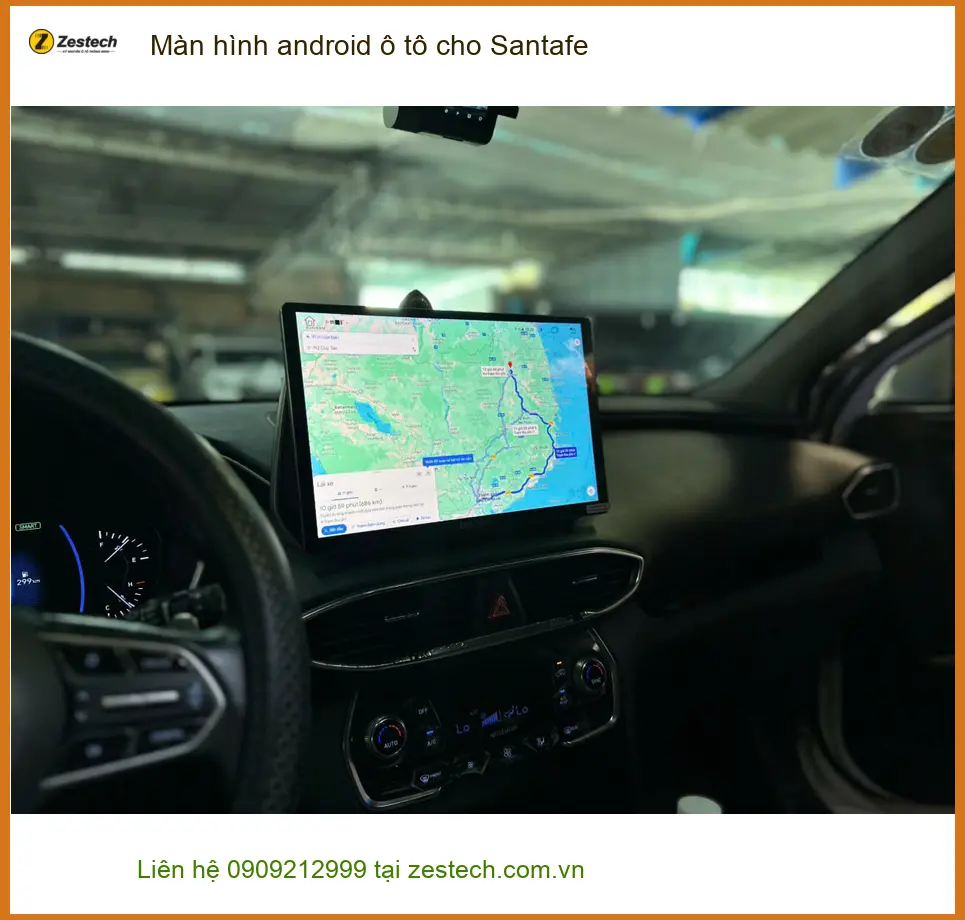 Anh Khải lắp màn hình Android ô tô Hyundai Santa Fe tại Quận Thủ Đức ảnh thực tế 3
