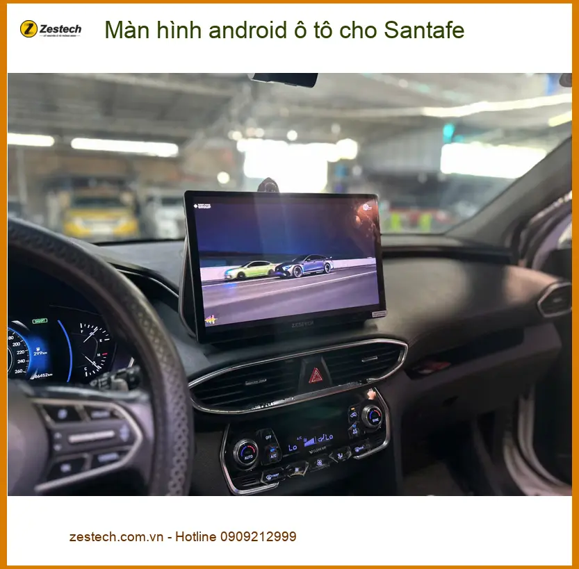 Anh Khải lắp màn hình Android ô tô Hyundai Santa Fe tại Quận Thủ Đức ảnh thực tế 5