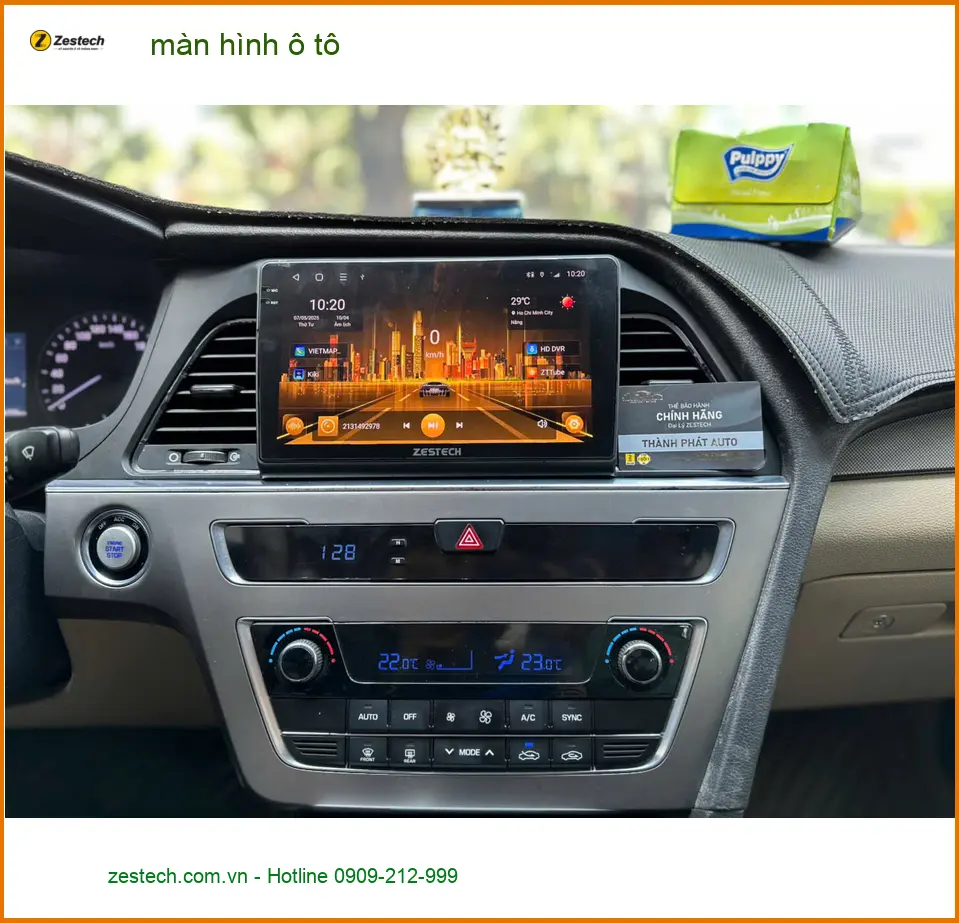 Anh Quang lắp màn hình ô tô Hyundai Santa Fe tại Quận 12 vì màn zin lỗi thời ảnh thực tế 4
