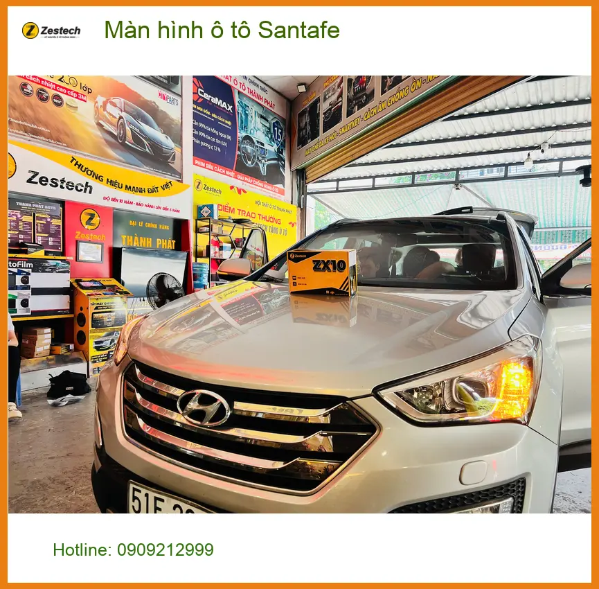 Chị Thảo lắp màn hình ô tô Santafe tại Quận 3 vì màn zin đã cũ ảnh thực tế 2