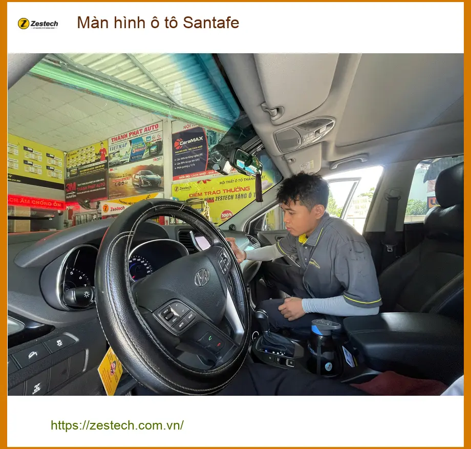 Anh Tùng nâng cấp màn hình ô tô Hyundai Santafe tại Quận Bình Thạnh ảnh thực tế 2