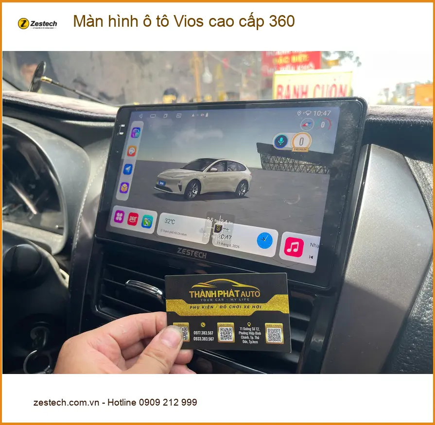 Chú Thắng lắp màn hình ô tô Vios cao cấp 360 tại Quận 7 vì hay đậu xe ở bãi hẹp ảnh thực tế 3