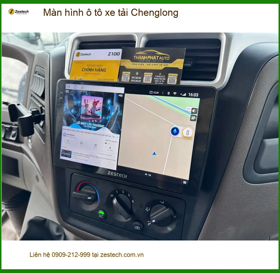 Anh Bình lắp màn hình ô tô xe tải Chenglong tại Quận 2 để tiện xem bản đồ