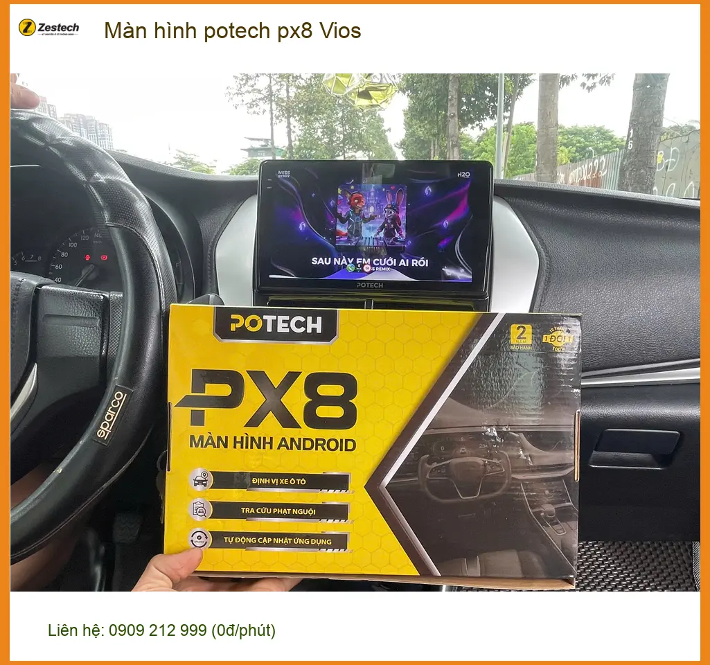 Chị Thảo nâng cấp màn hình Potech PX8 Vios tại Cần Giờ để tiện xem bản đồ