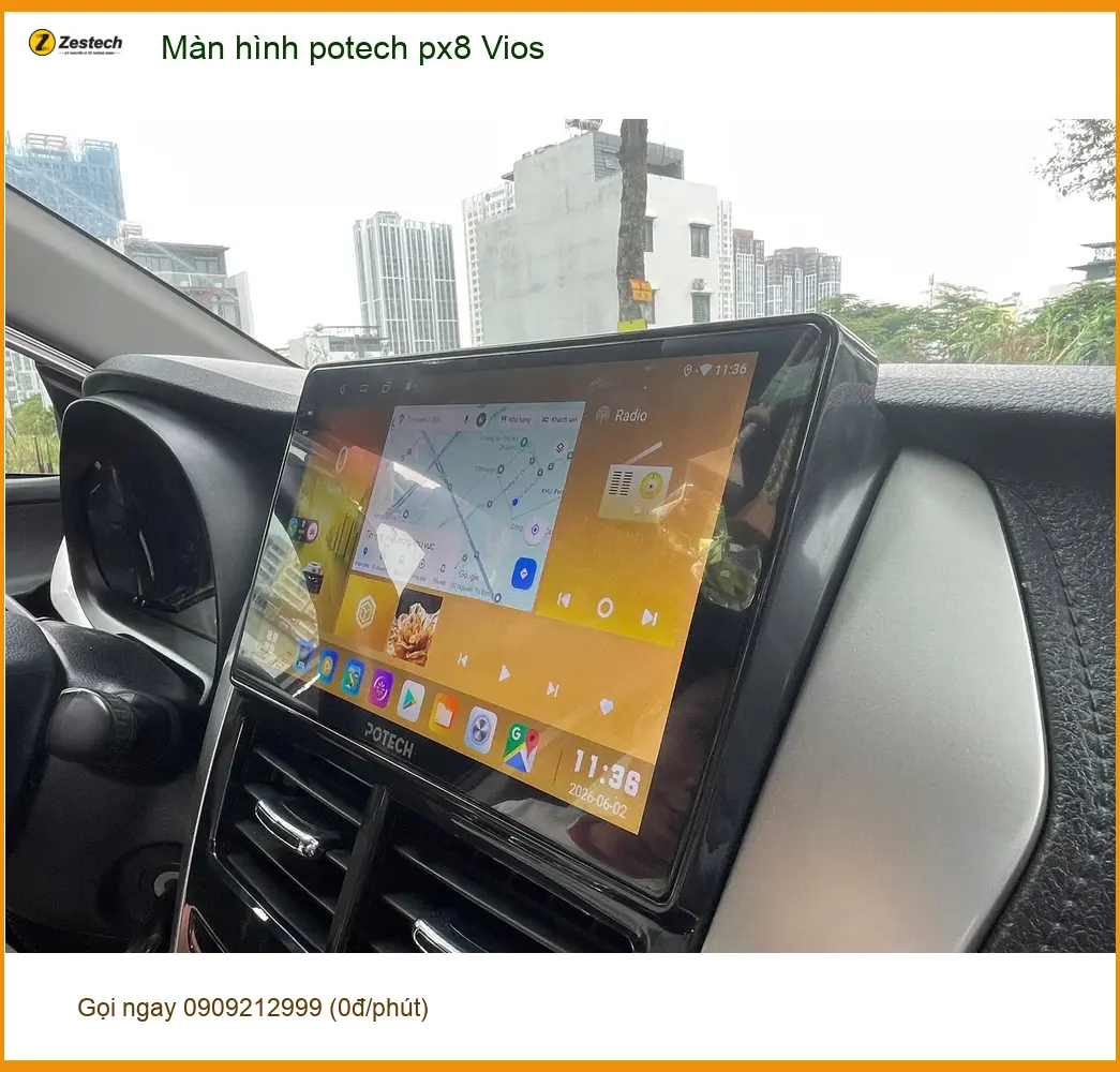 Chị Thảo nâng cấp màn hình Potech PX8 Vios tại Cần Giờ để tiện xem bản đồ ảnh thực tế 3