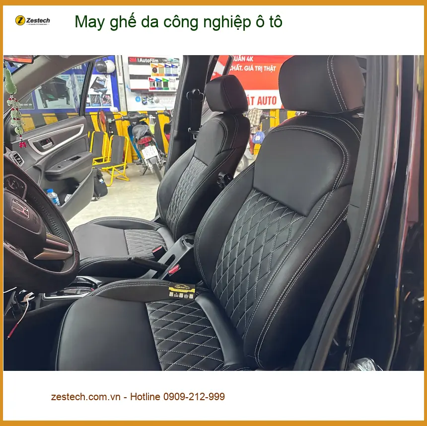 Chị Hà may ghế da công nghiệp ô tô Kia K3 tại Thủ Đức nội thất mới ảnh thực tế 2