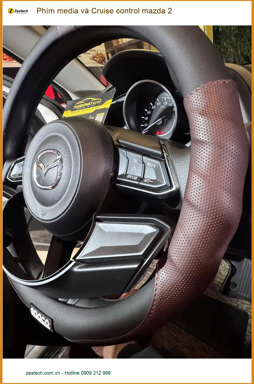 Chị Thảo lắp phím media và Cruise control Mazda 2 Quận Thủ Đức để lái xe tiện hơn