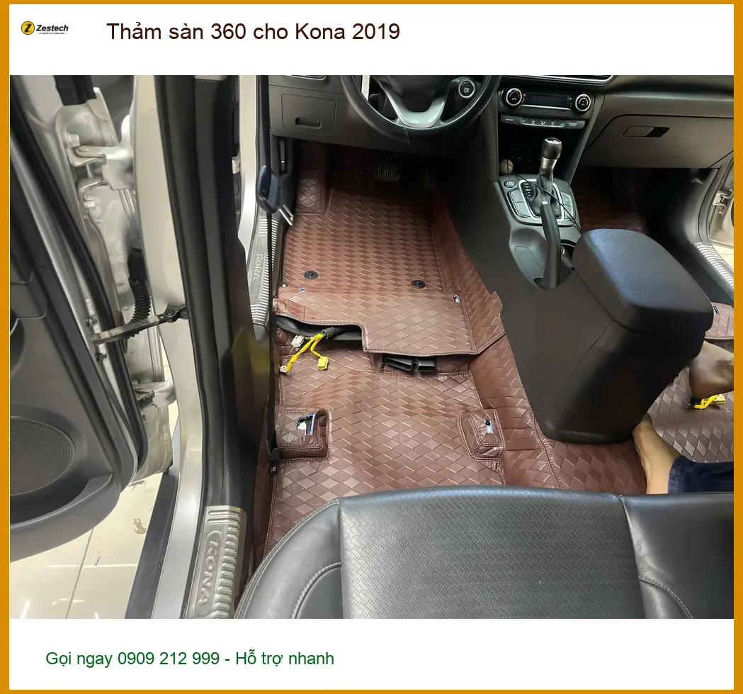 Anh Khải lắp thảm sàn 360 cho Kona 2019 tại Quận 3 để nội thất sạch và dễ vệ sinh hơn