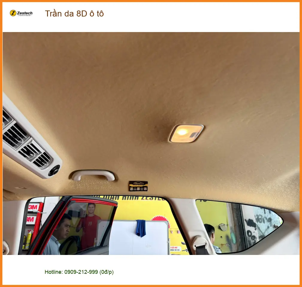 Anh Quang bọc trần da 8D ô tô cho Hyundai Accent tại Quận 2 để nội thất sang trọng ảnh thực tế 4