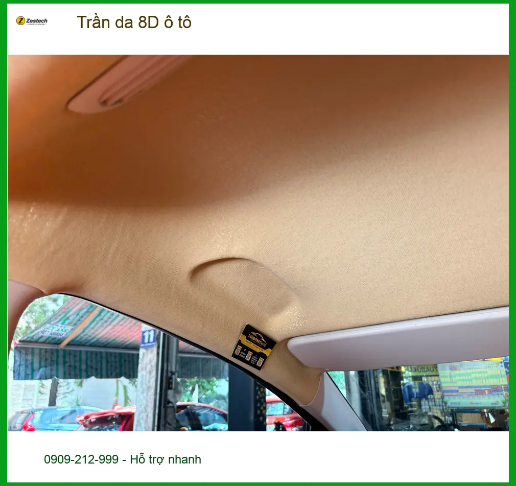 Chị Thu bọc trần da 8D ô tô Hyundai Accent tại Quận 10 vì trần cũ bong tróc ảnh thực tế 4