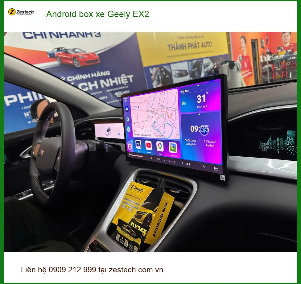 Cô Liên lắp Android box xe Geely EX2 Quận 12 chính hãng, tư vấn kỹ
