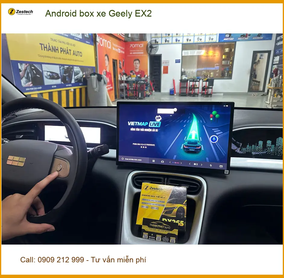 Cô Liên lắp Android box xe Geely EX2 Quận 12 chính hãng, tư vấn kỹ ảnh thực tế 3