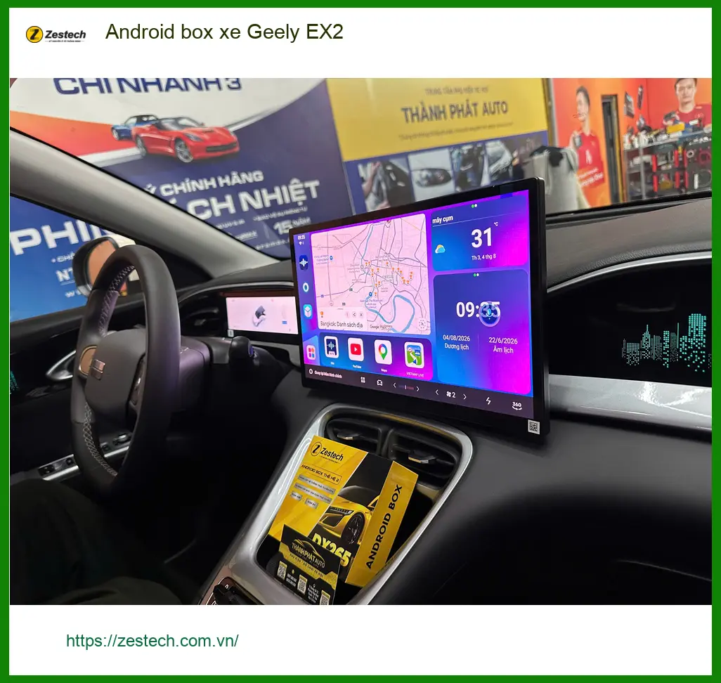 Anh Khang lắp Android box cho Geely EX2 tại Quận 10 để nâng tầm giải trí trên xe