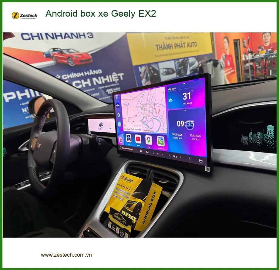 Chị Mai gắn Android box xe Geely EX2 Quận 7 xem YouTube tiện lợi