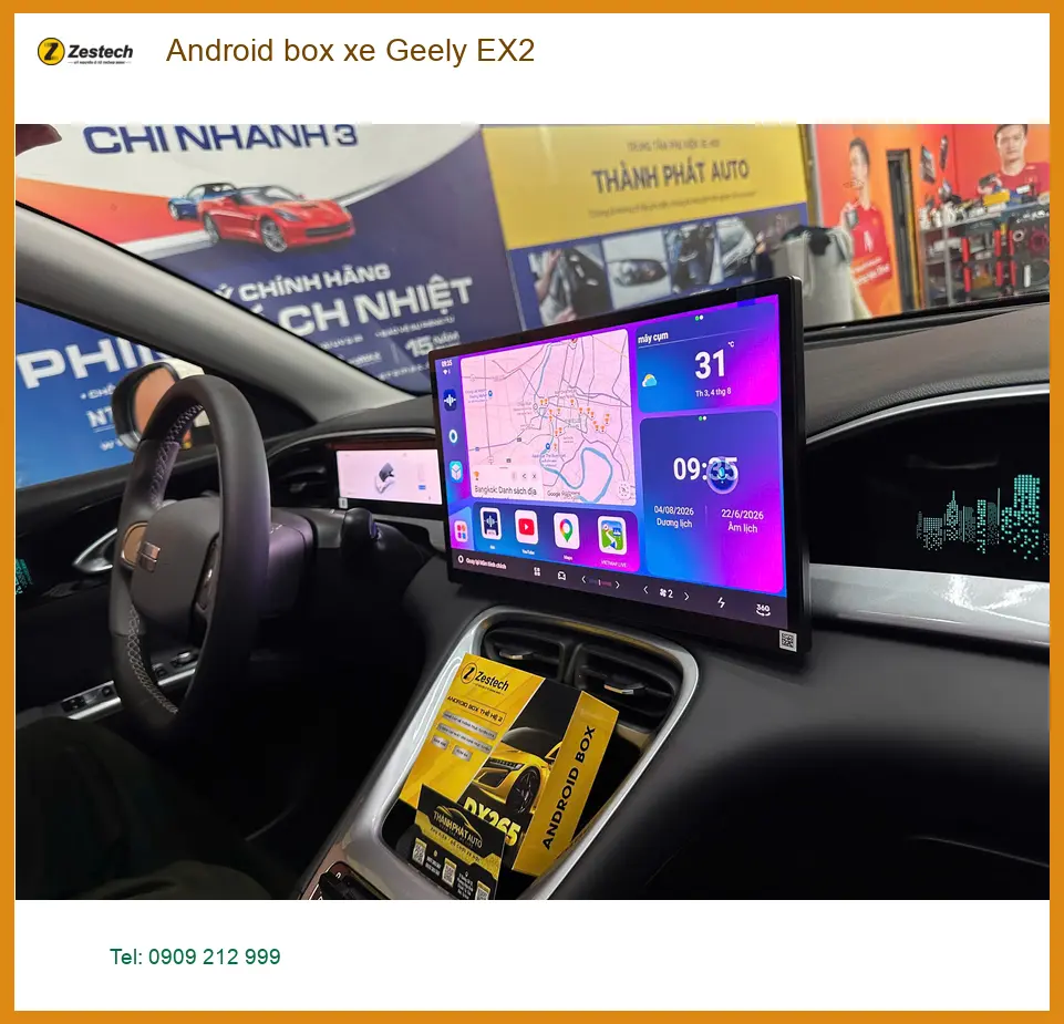 Bác Đạt lắp Android box xe Geely EX2 tại Quận Bình Thạnh để trải nghiệm giải trí đa phương tiện ảnh thực tế 3