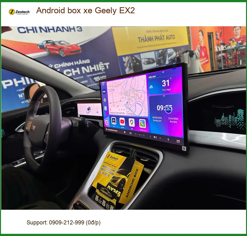 Anh Khang lắp Android box cho Geely EX2 tại Quận 10 để nâng tầm giải trí trên xe ảnh thực tế 3
