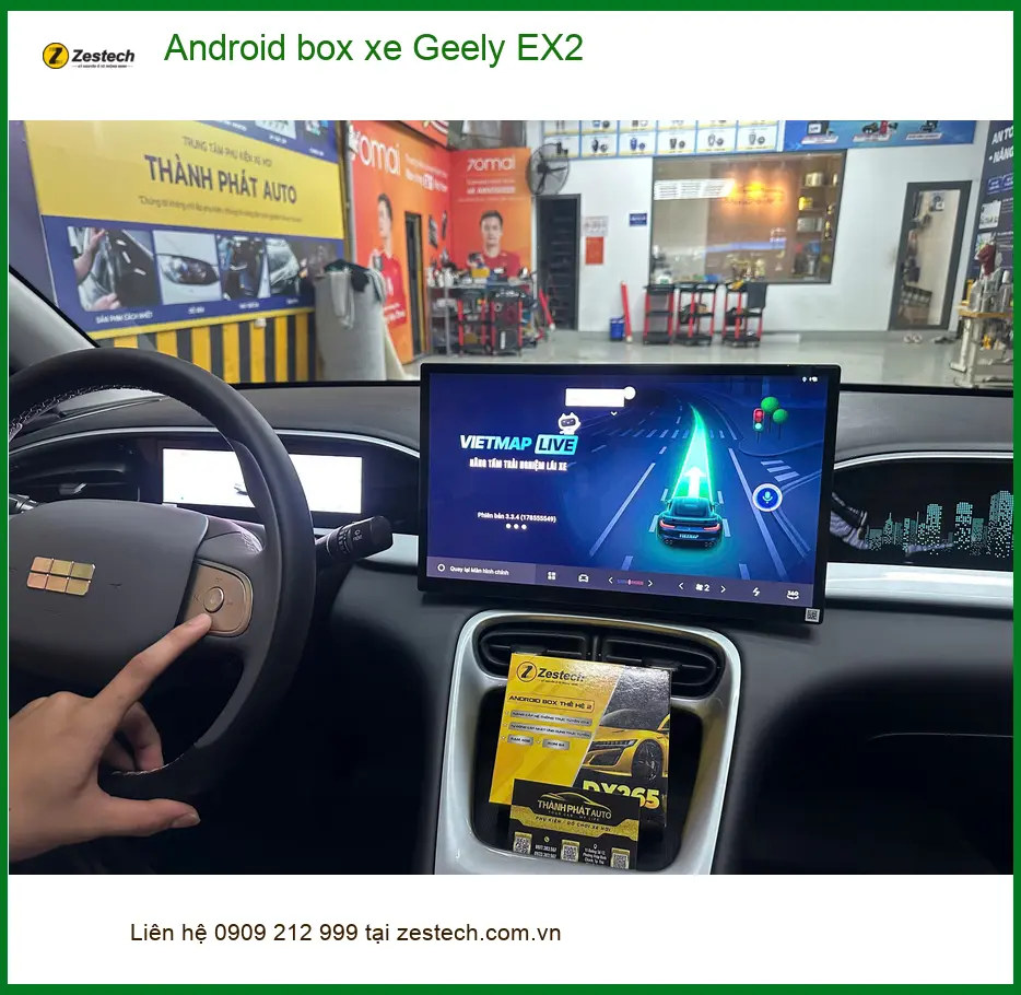 Chị Mai gắn Android box xe Geely EX2 Quận 7 xem YouTube tiện lợi ảnh thực tế 5