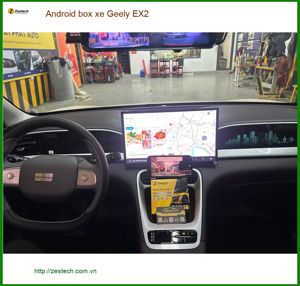 Anh Quốc Hưng lắp Android box xe Geely EX2 tại Quận Gò Vấp để xem YouTube khi đón con ảnh thực tế 5