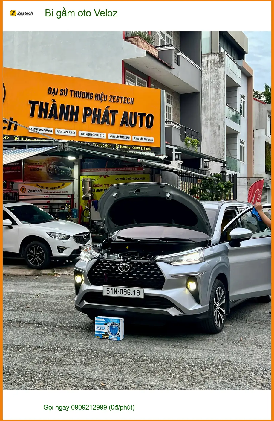 Anh Dũng độ bi gầm oto Veloz tại Quận Thủ Đức vì đèn zin không đủ sáng khi mưa ảnh thực tế 3