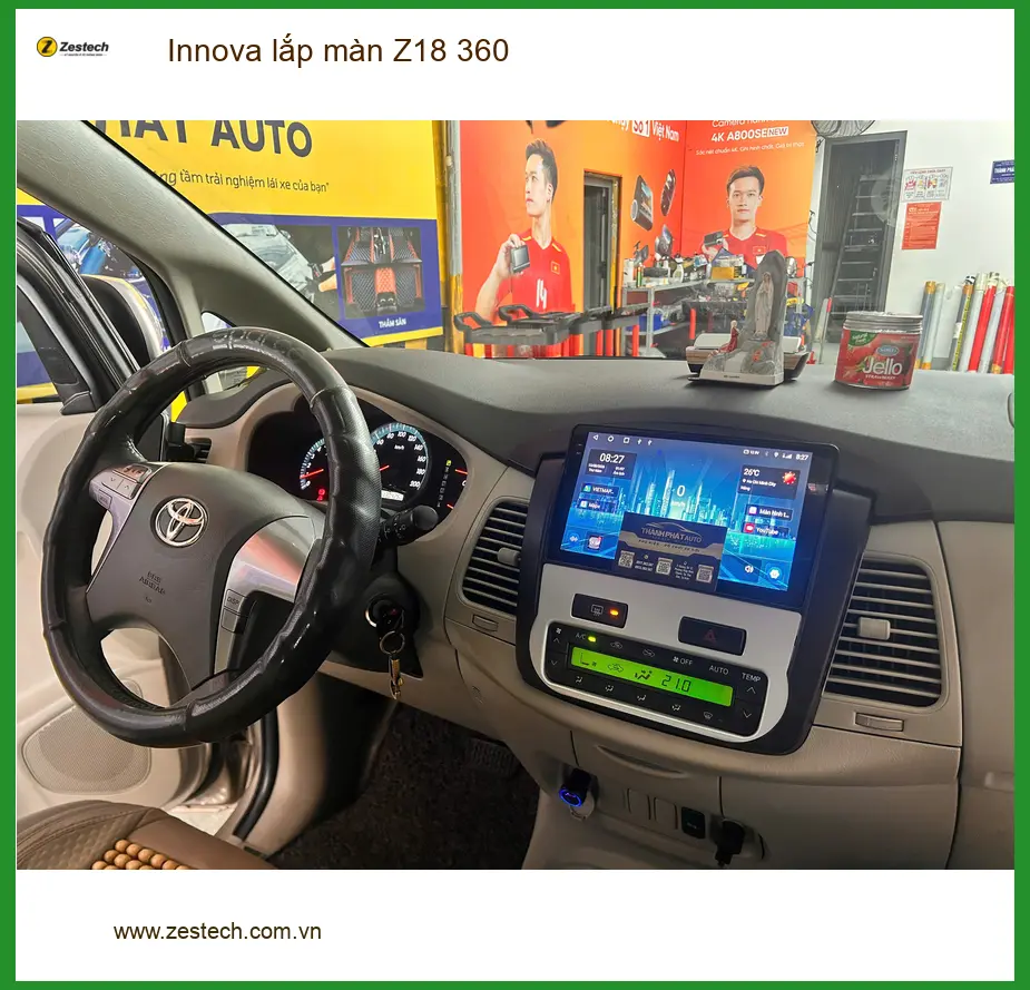 Chú Minh lắp màn Z18 360 cho Innova tại Quận 12 để quan sát toàn cảnh khi đậu xe