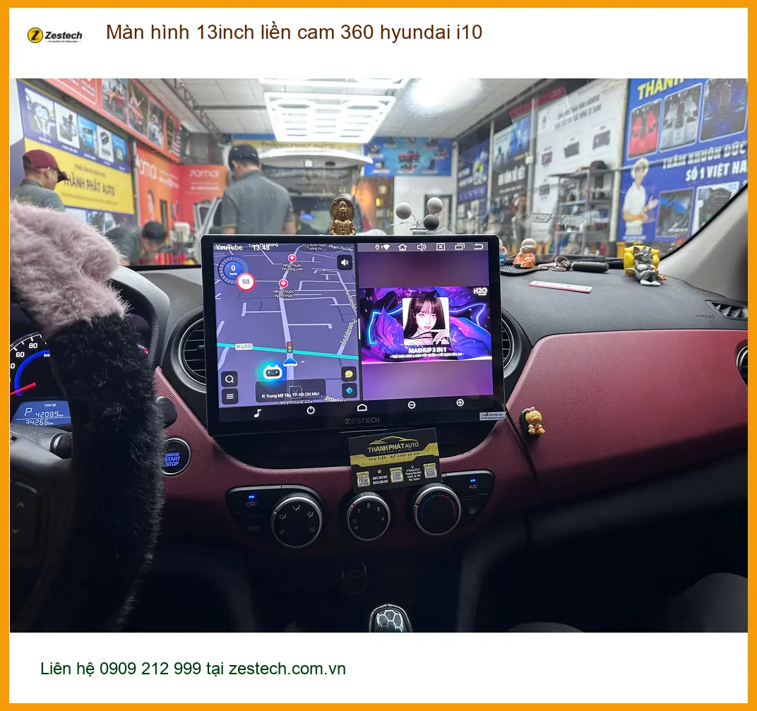 Anh Kiên nâng cấp màn hình 13inch liền cam 360 Hyundai i10 an toàn tại Quận 12