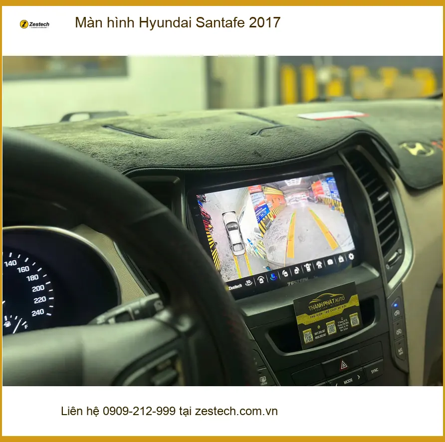 Anh Lân lắp màn hình Hyundai Santafe 2017 tại Quận 12 sau khi màn zin bị chập chờn