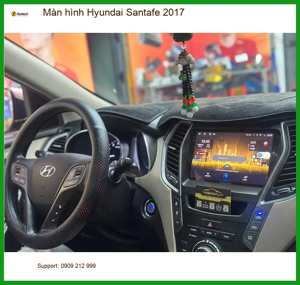 Anh Lân lắp màn hình Hyundai Santafe 2017 tại Quận 12 sau khi màn zin bị chập chờn ảnh thực tế 3