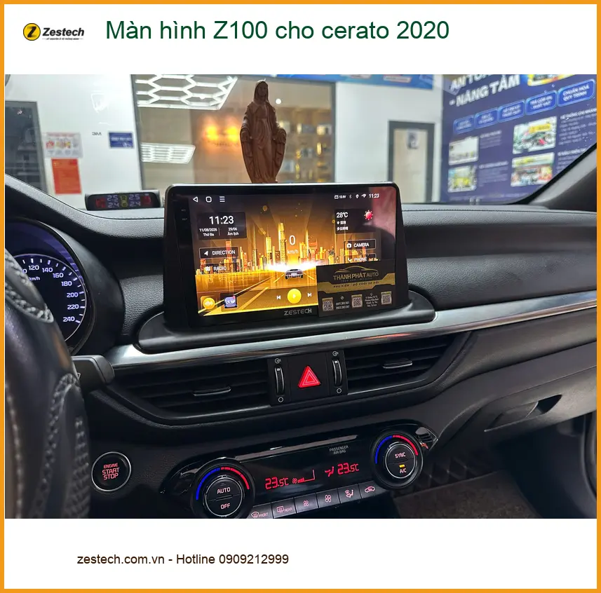 Chị Thanh lắp màn hình Z100 cho Cerato 2020 tại Quận 12 vì màn zin thiếu tiện ích