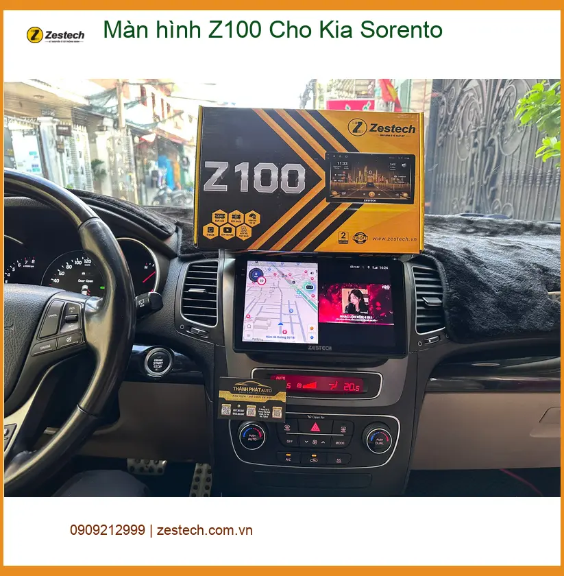 Chị Thảo lắp màn hình Z100 cho Kia Sorento ở Quận 12 vì màn zin chậm quá ảnh thực tế 2