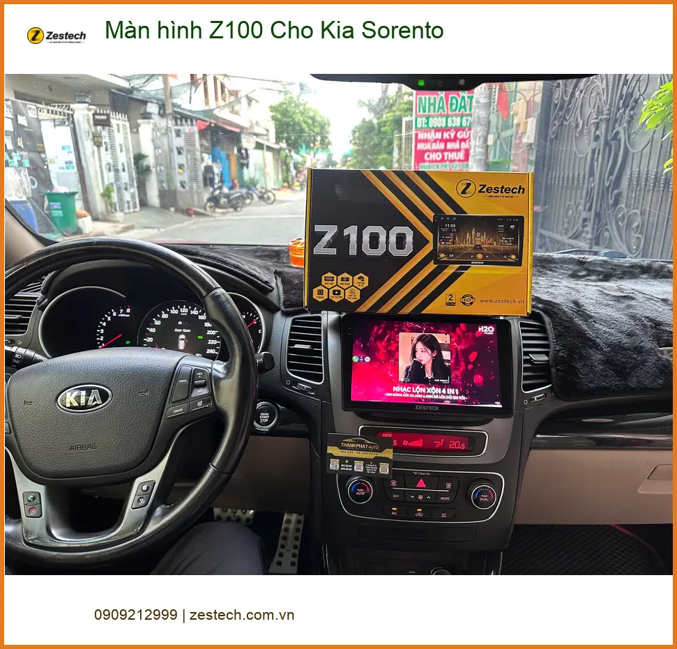 Chị Thảo lắp màn hình Z100 cho Kia Sorento ở Quận 12 vì màn zin chậm quá ảnh thực tế 3