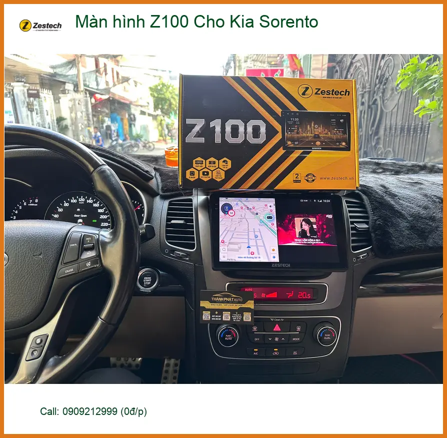 Chị Thảo lắp màn hình Z100 cho Kia Sorento ở Quận 12 vì màn zin chậm quá ảnh thực tế 4