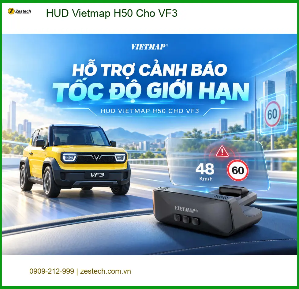 Chị Thảo lắp HUD Vietmap H50 cho VinFast VF3 tại Quận 9 để lái xe an toàn hơn ảnh thực tế 2