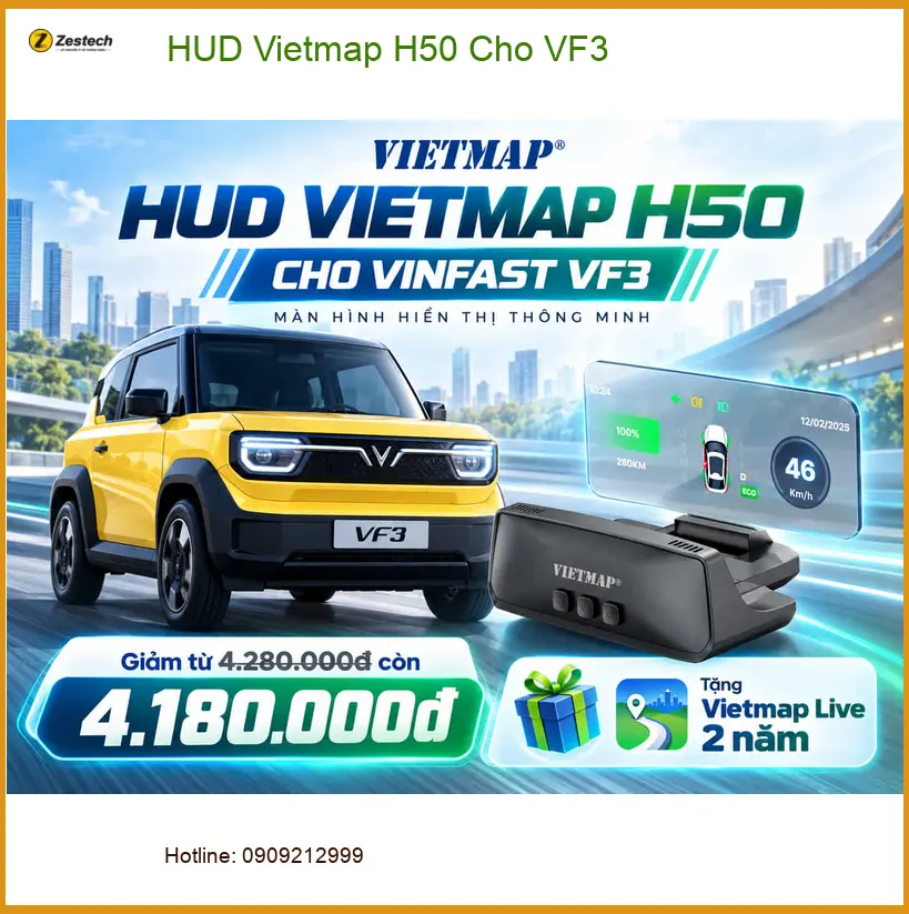 Chị Thảo lắp HUD Vietmap H50 cho VinFast VF3 tại Quận 9 để lái xe an toàn hơn ảnh thực tế 3