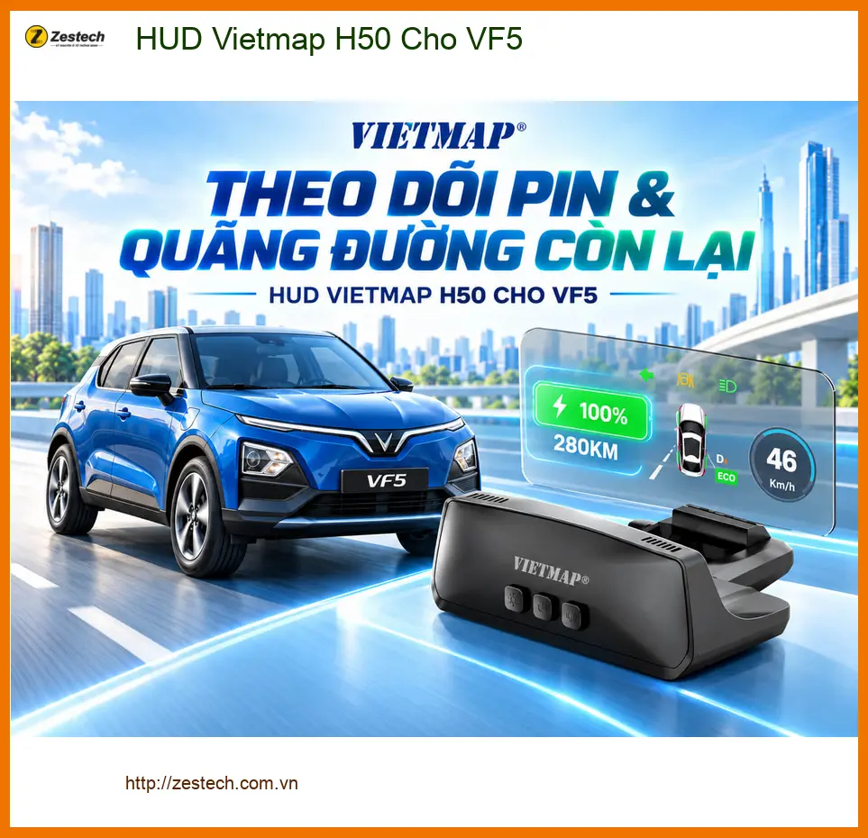 Anh Khôi lắp HUD Vietmap H50 cho VF5 tại Quận 12 để lái xe an toàn hơn ảnh thực tế 3