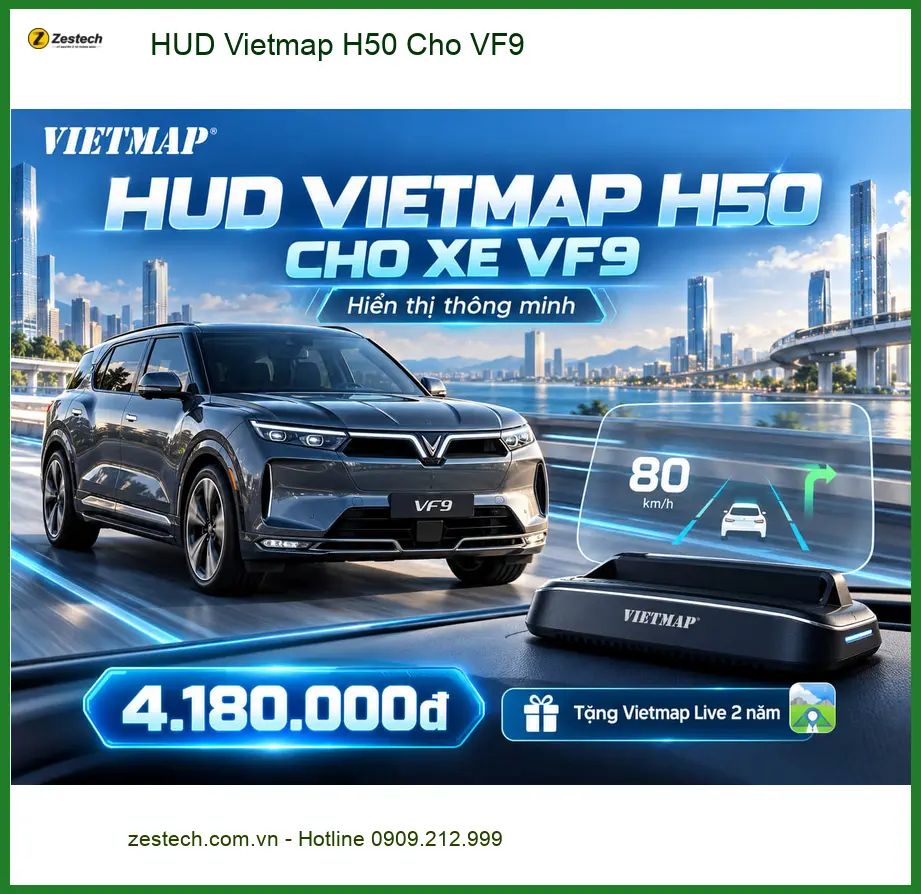 Chú Lâm lắp HUD Vietmap H50 cho VinFast VF9 tại Quận Thủ Đức để an toàn hơn ảnh thực tế 3