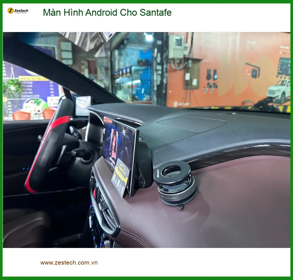 Chị Thùy nâng cấp Màn Hình Android cho Santafe tại Quận 12 để giải trí trên đường công tác