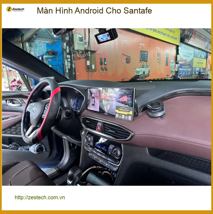 Chị Thùy nâng cấp Màn Hình Android cho Santafe tại Quận 12 để giải trí trên đường công tác ảnh thực tế 2