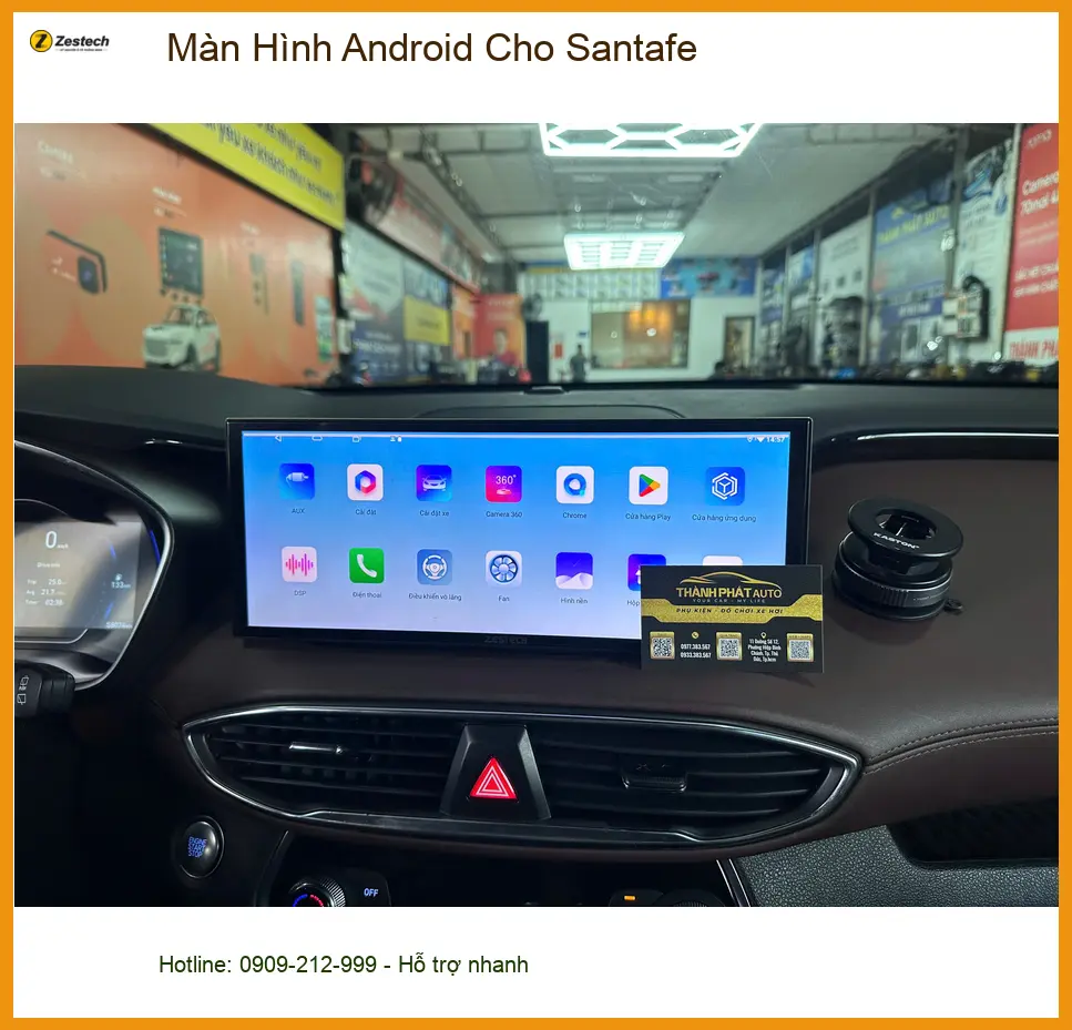 Chị Thùy nâng cấp Màn Hình Android cho Santafe tại Quận 12 để giải trí trên đường công tác ảnh thực tế 3