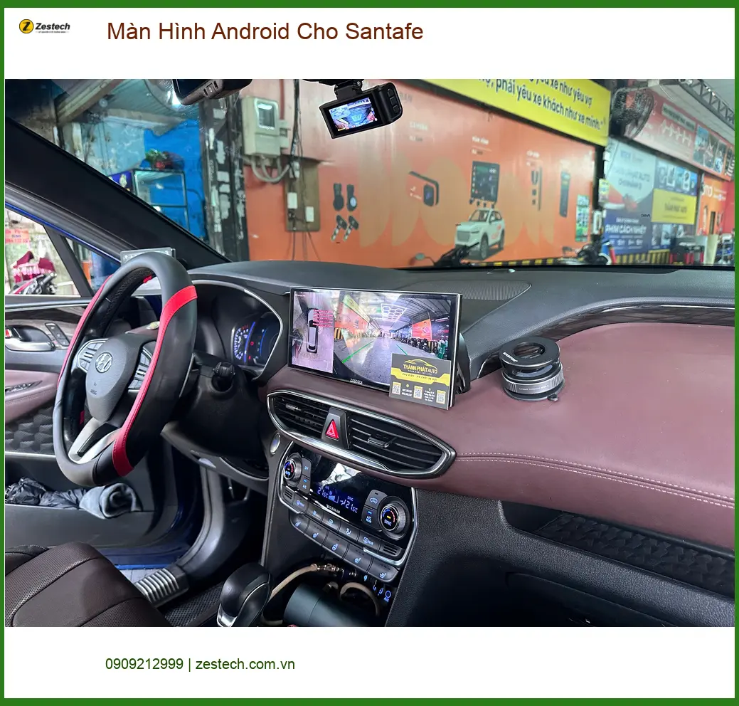 Chị Thùy nâng cấp Màn Hình Android cho Santafe tại Quận 12 để giải trí trên đường công tác ảnh thực tế 4