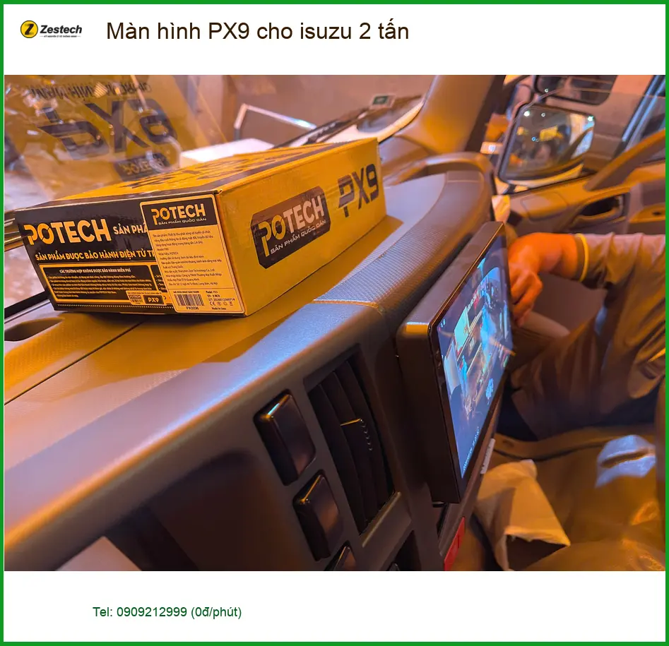 Chú Vỹ lắp màn hình PX9 cho Isuzu 2 tấn tại Quận 9 để dễ dàng theo dõi đường đi.