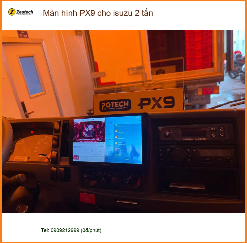 Chú Vỹ lắp màn hình PX9 cho Isuzu 2 tấn tại Quận 9 để dễ dàng theo dõi đường đi. ảnh thực tế 2