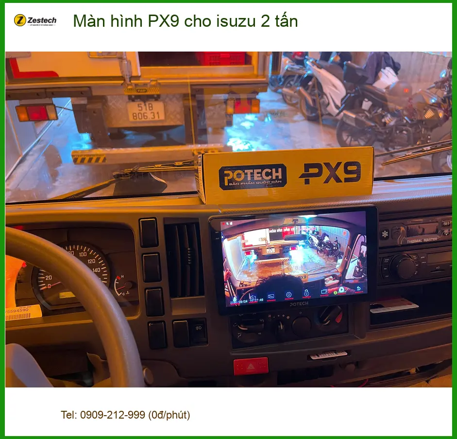 Chú Vỹ lắp màn hình PX9 cho Isuzu 2 tấn tại Quận 9 để dễ dàng theo dõi đường đi. ảnh thực tế 3